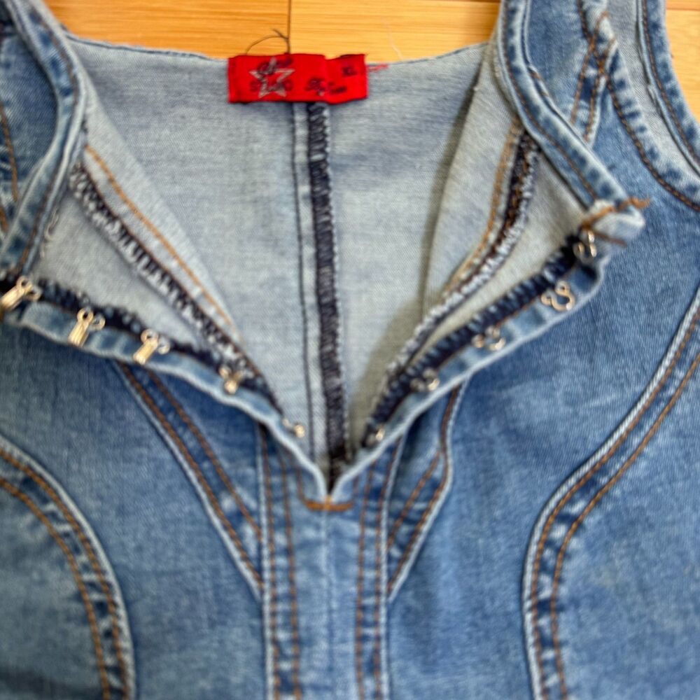 Y2K Roma Studio by Rosee Denim Corset Crop Top Juniors XL Bustier - Picture 5 of 8